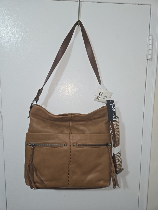 The Sak Handbags - The Sak Tan Leather Shoulder Bag with Braided Tassels